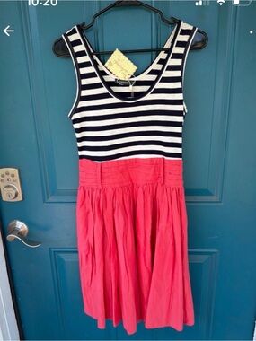Beautiful Theme sleeveless fit & flare dress in a classic navy & white stripes